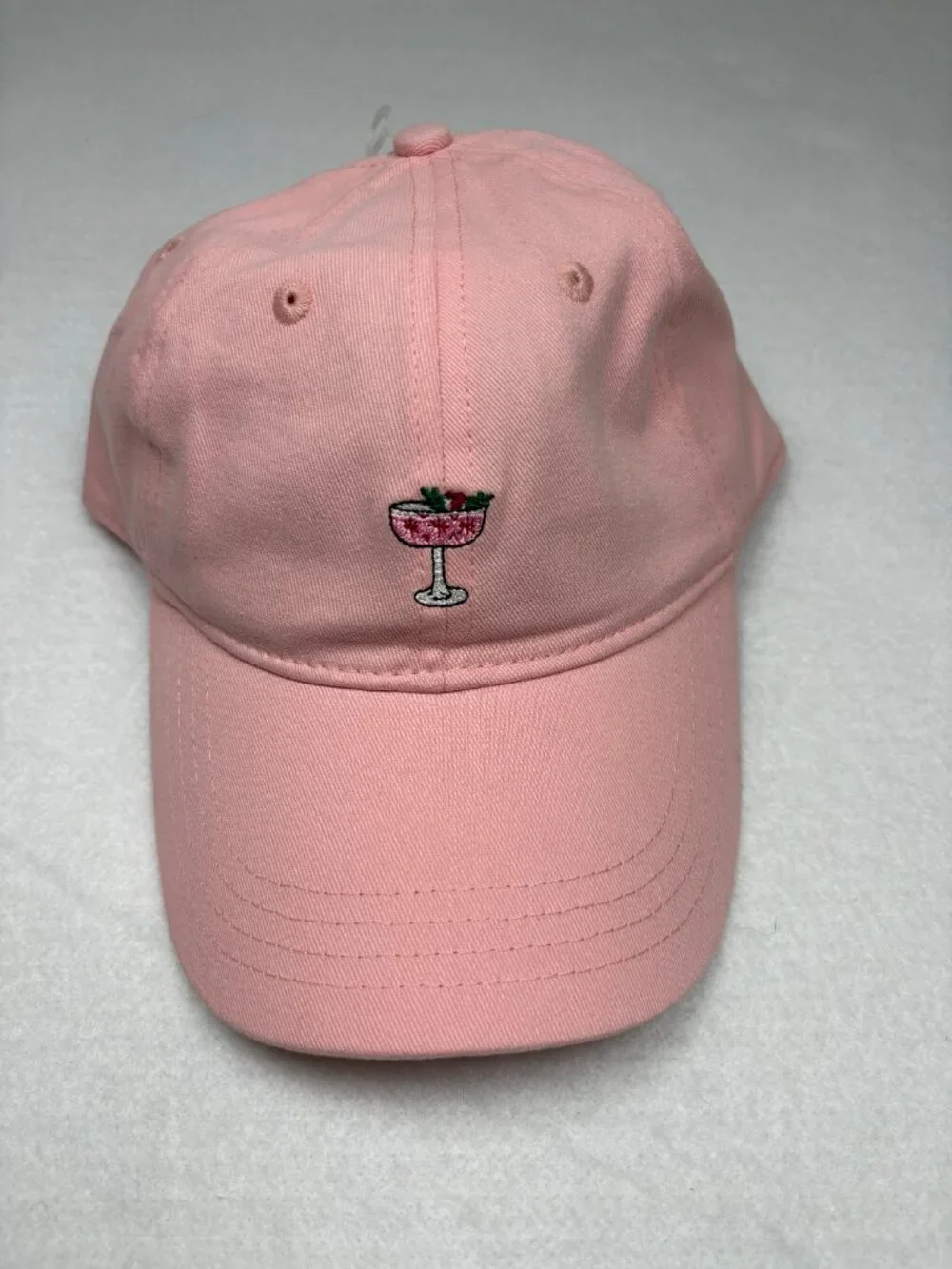 Frasier Sterling Martini Embroidered Baseball Cap Hat Pink Dad Hat Coquette Chic